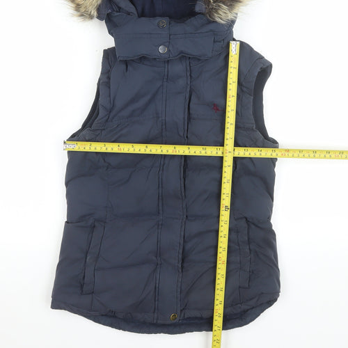 Jack Wills Women's Blue Puffer Hooded Waistcoat UK 6