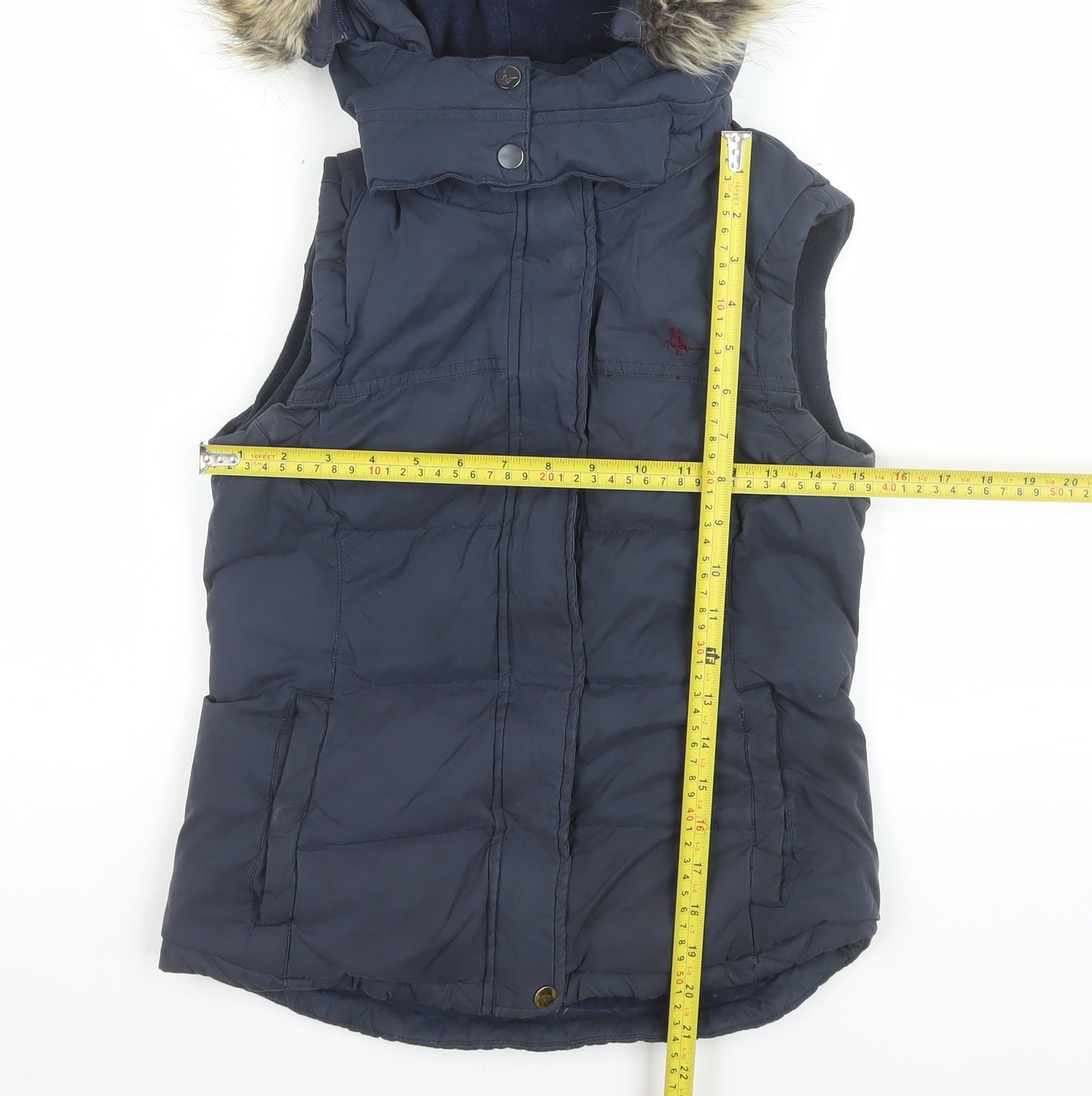 Jack Wills Women's Blue Puffer Hooded Waistcoat UK 6