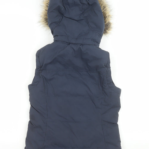 Jack Wills Women's Blue Puffer Hooded Waistcoat UK 6