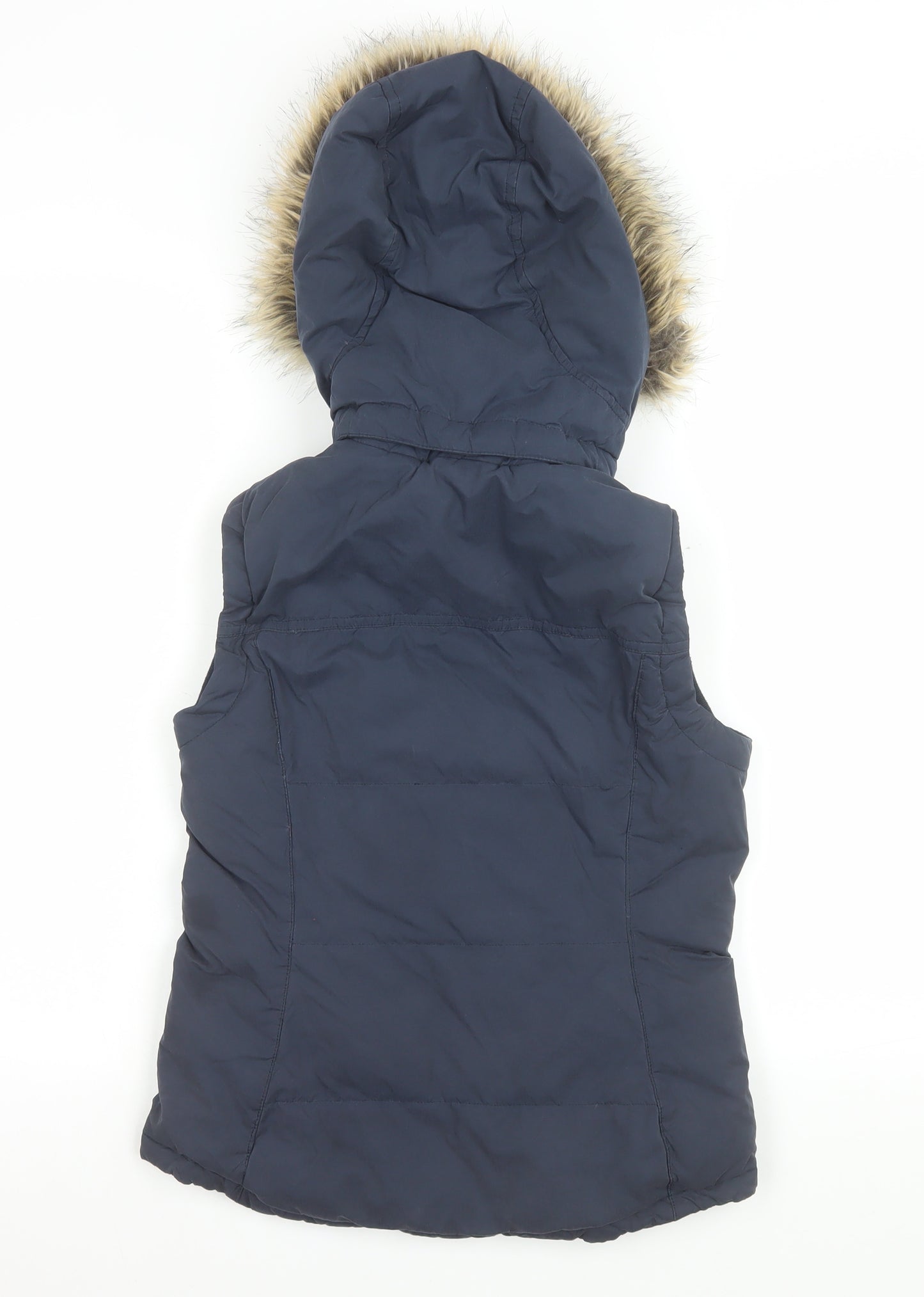 Jack Wills Women's Blue Puffer Hooded Waistcoat UK 6