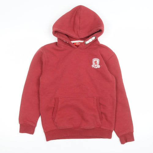 MFC Boys Red Pullover Hoodie 9-10 Years Football Logo Fleece Sweatshirt
