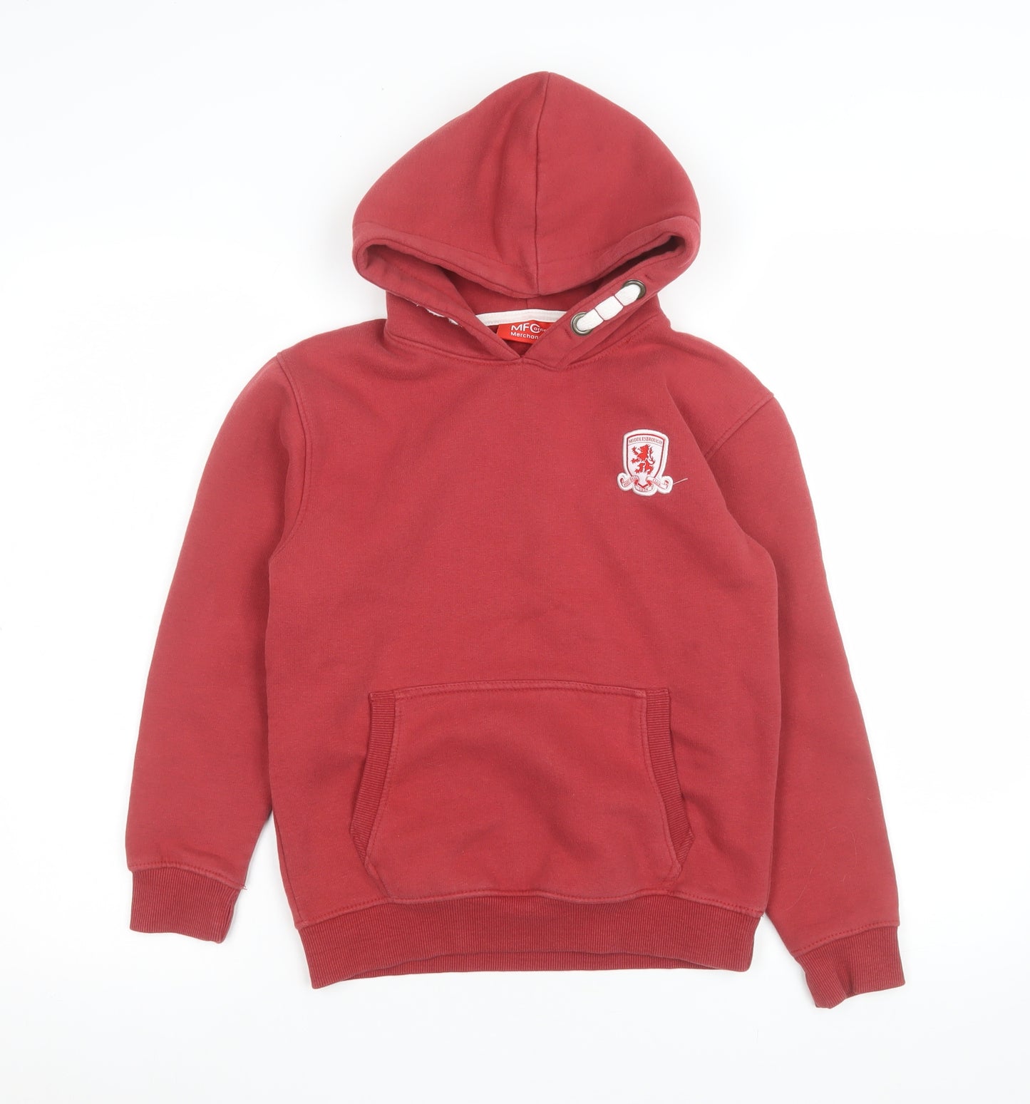 MFC Boys Red Pullover Hoodie 9-10 Years Football Logo Fleece Sweatshirt