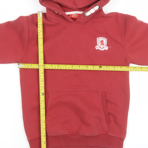 MFC Boys Red Pullover Hoodie 9-10 Years Football Logo Fleece Sweatshirt