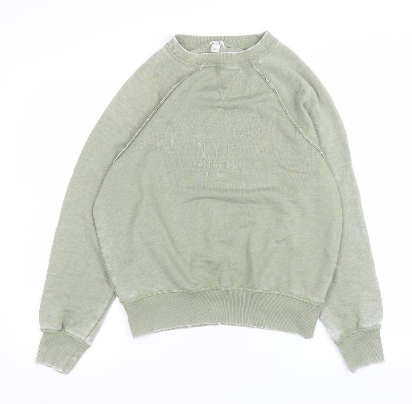 River Island Women’s Green NYC Print Sweatshirt XS