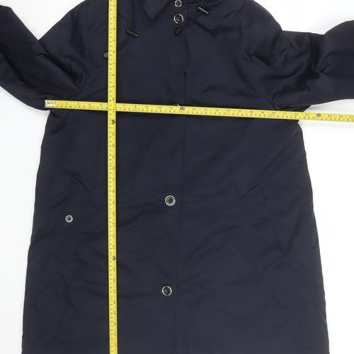 Viyella Women's Blue Long Hooded Rain Coat Size M