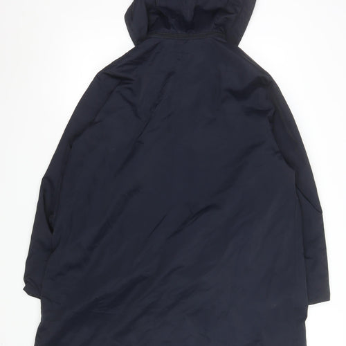 Viyella Women's Blue Long Hooded Rain Coat Size M