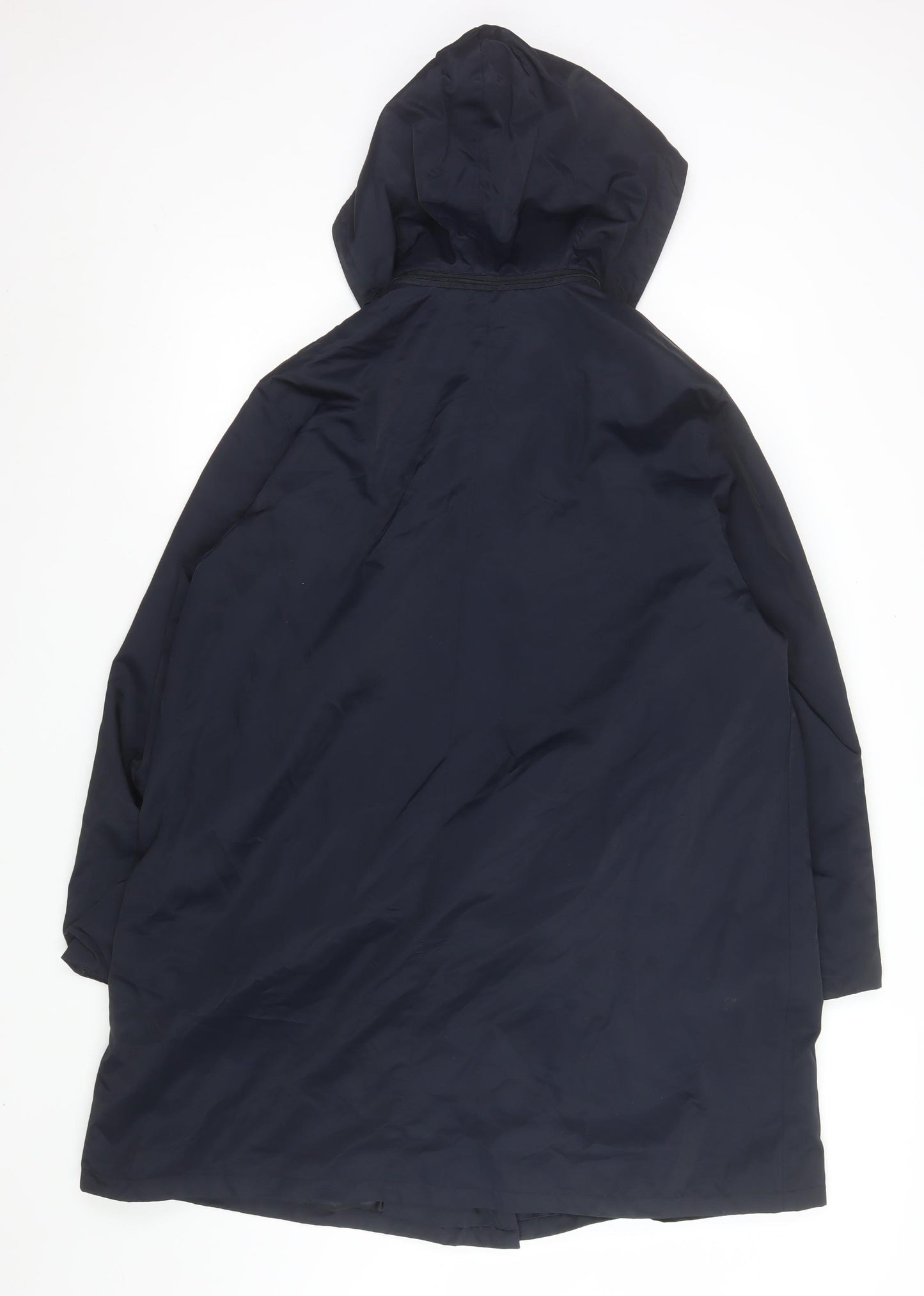 Viyella Women's Blue Long Hooded Rain Coat Size M