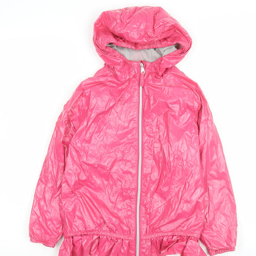 Next Girls Pink Hooded Rain Coat Jacket 8 Years Lightweight Nylon