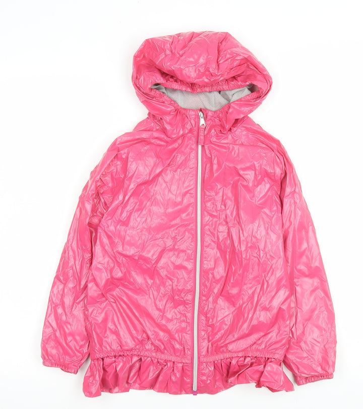 Next Girls Pink Hooded Rain Coat Jacket 8 Years Lightweight Nylon