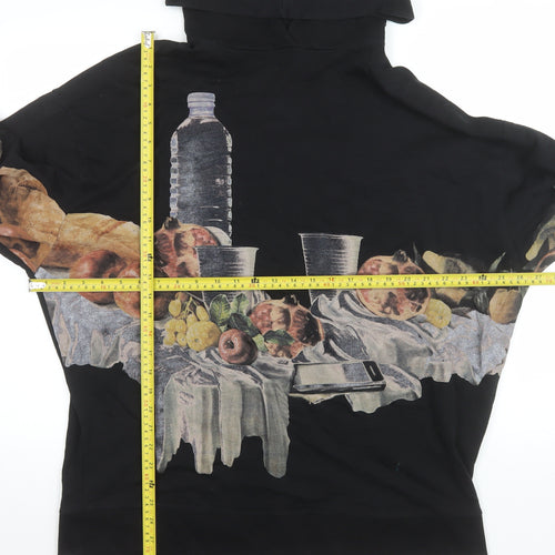 Zara Woman Black Graphic Print Pullover Hoodie Size S