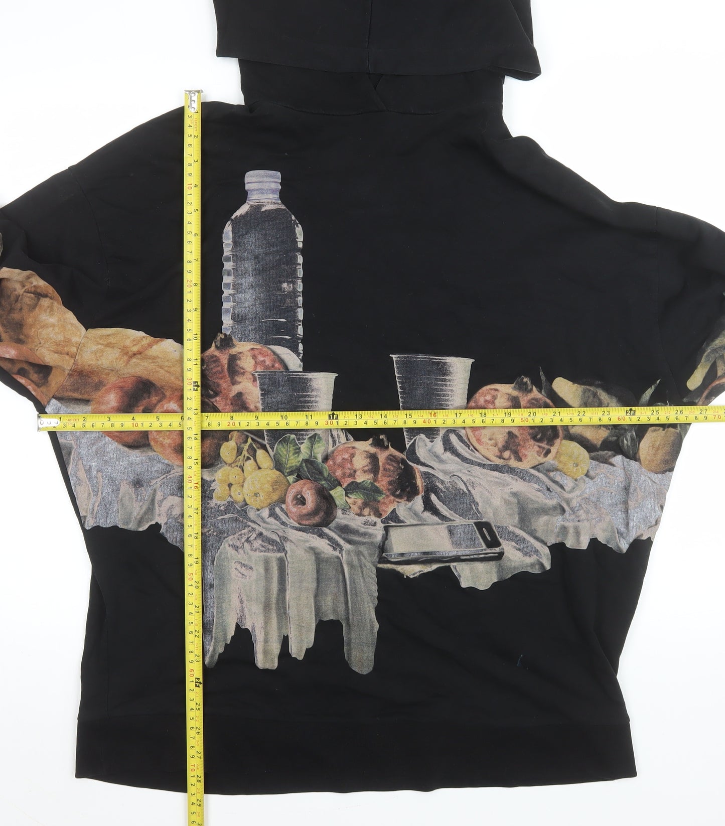 Zara Woman Black Graphic Print Pullover Hoodie Size S