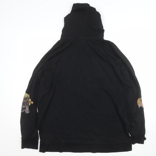 Zara Woman Black Graphic Print Pullover Hoodie Size S