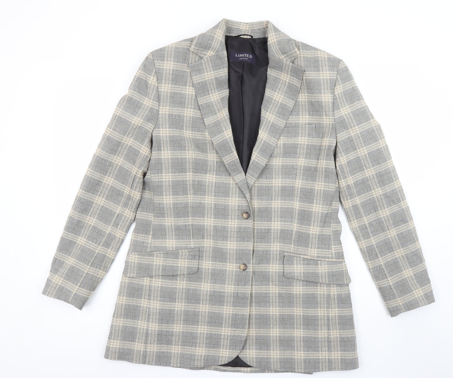 Marks and Spencer Women’s Grey Checked Blazer UK 10 Classic Fit