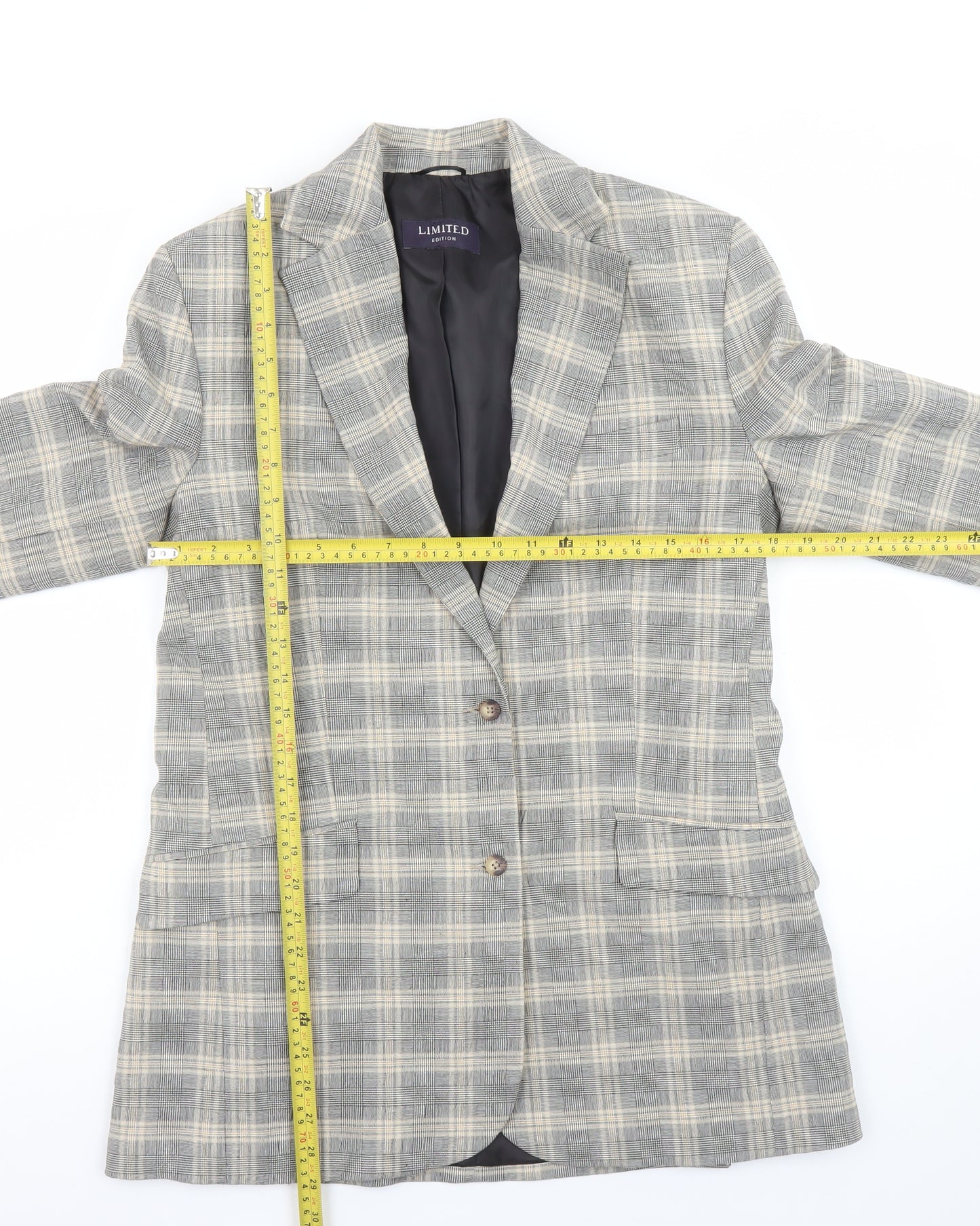 Marks and Spencer Women’s Grey Checked Blazer UK 10 Classic Fit