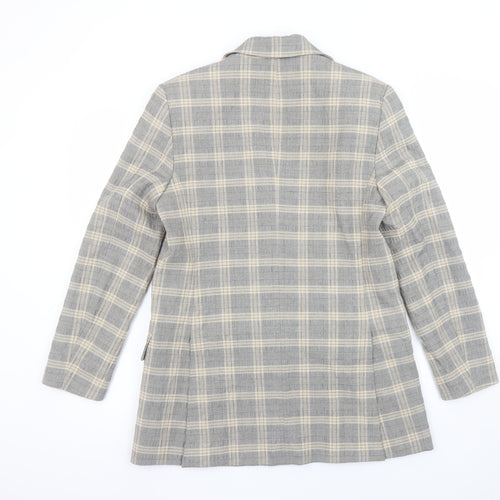 Marks and Spencer Women’s Grey Checked Blazer UK 10 Classic Fit