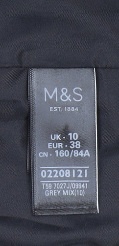 Marks and Spencer Women’s Grey Checked Blazer UK 10 Classic Fit
