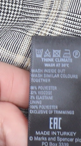 Marks and Spencer Women’s Grey Checked Blazer UK 10 Classic Fit