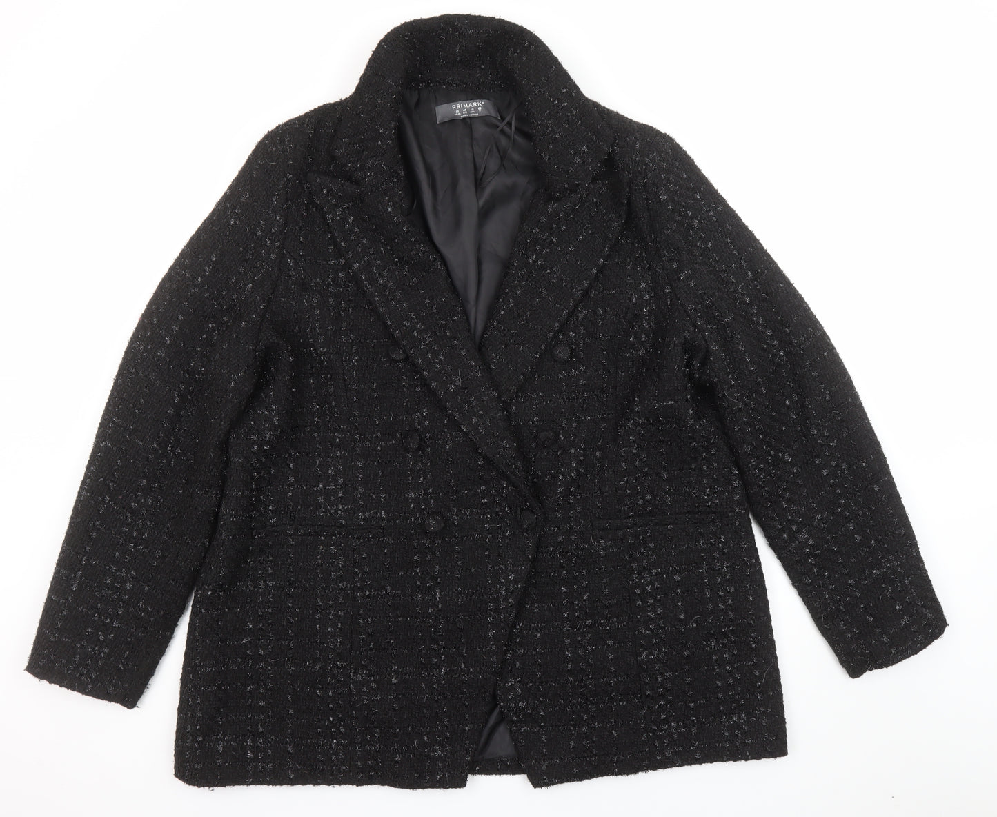 Primark Women’s Black Size 20 Bouclé Double-Breasted Blazer