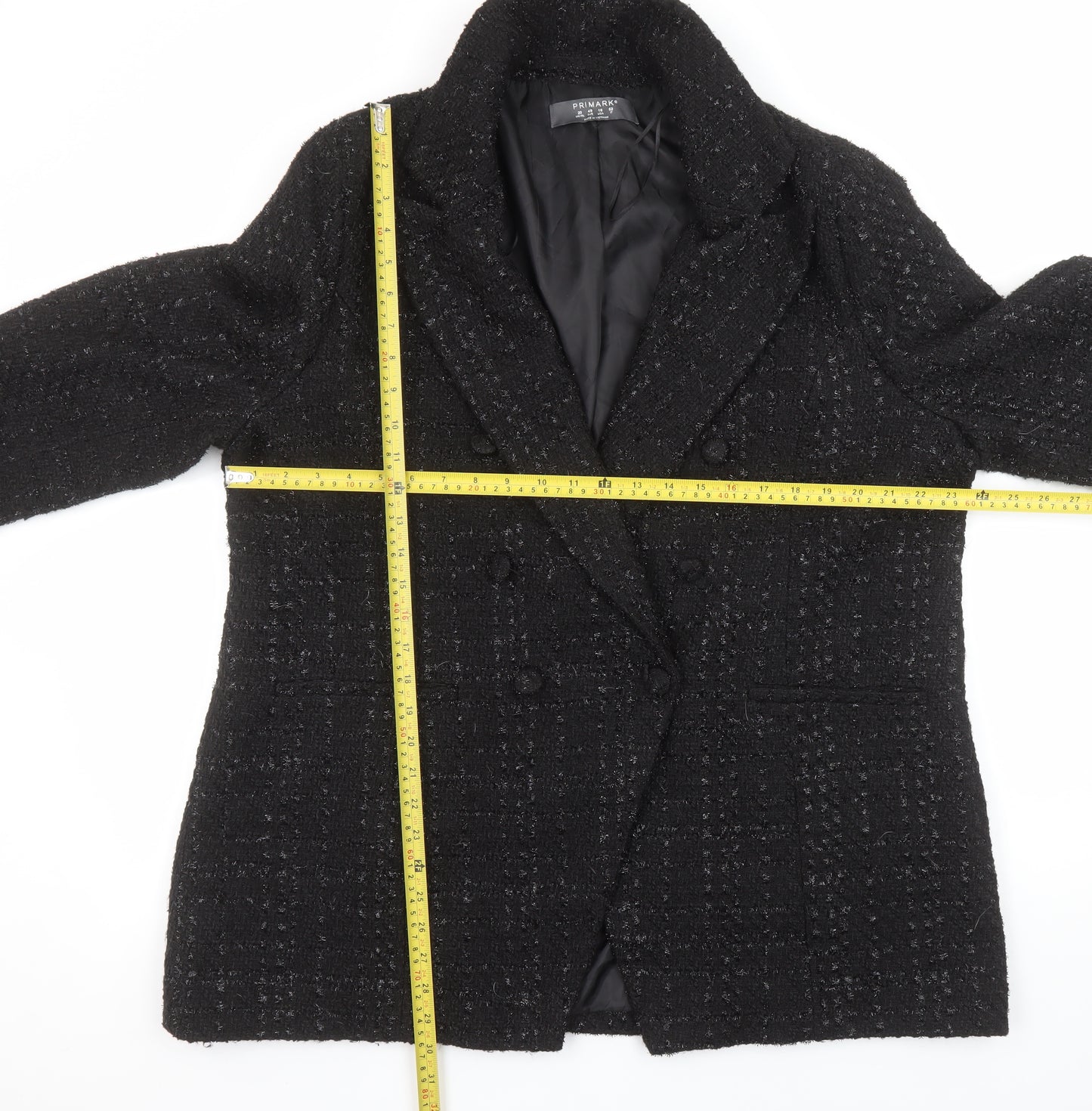 Primark Women’s Black Size 20 Bouclé Double-Breasted Blazer