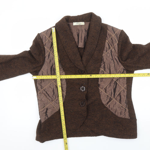 Peruzzi Women Brown Wool Blend Shawl Collar Blazer Size 18