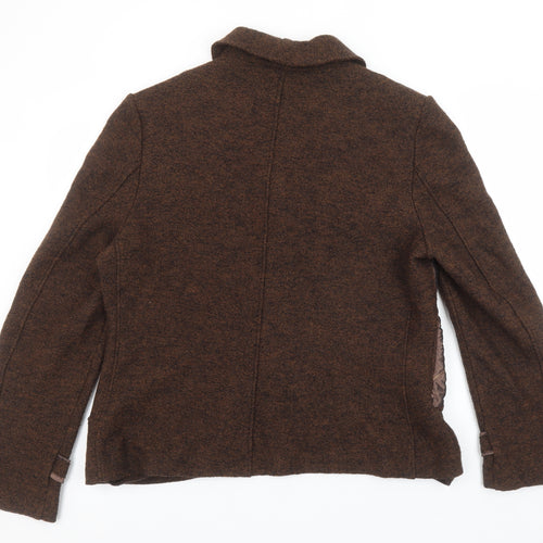 Peruzzi Women Brown Wool Blend Shawl Collar Blazer Size 18