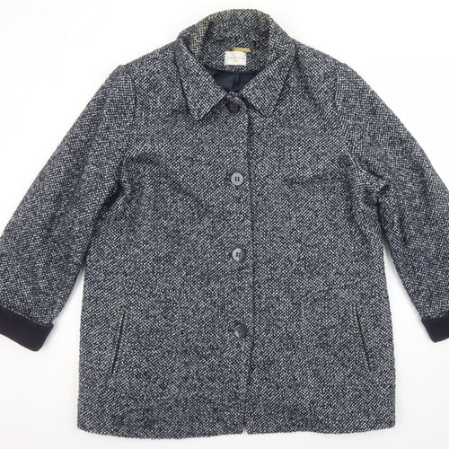 Eastex Women's Blue Wool Blend Tweed Coat UK 22 Classic Mid-Length