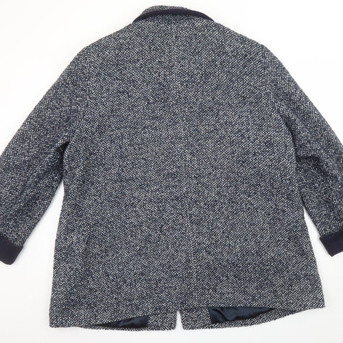 Eastex Women's Blue Wool Blend Tweed Coat UK 22 Classic Mid-Length