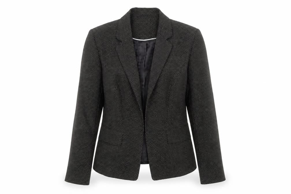 Front view of Marks & Spencer Women Black Mix, size 14, Classic Single-Breasted Blazer