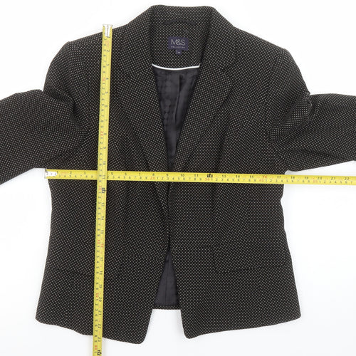 Marks and Spencer Women Black Mix Size 14 Classic Single-Breasted Blazer