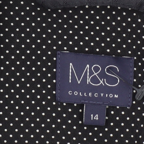 Marks and Spencer Women Black Mix Size 14 Classic Single-Breasted Blazer