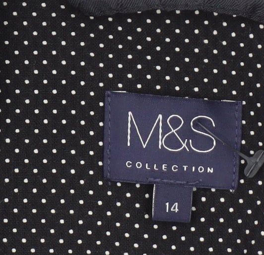 Marks and Spencer Women Black Mix Size 14 Classic Single-Breasted Blazer
