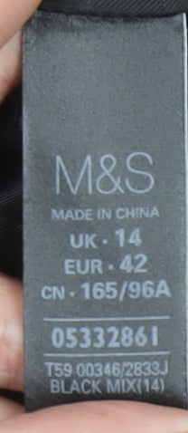 Marks and Spencer Women Black Mix Size 14 Classic Single-Breasted Blazer