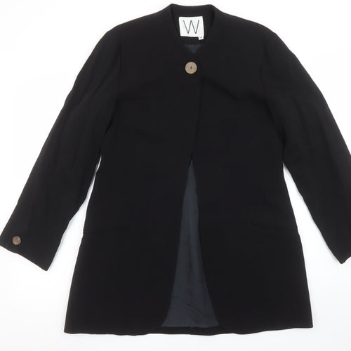 W Collection Black Wool Blend Single-Breasted Womens Blazer Size 12