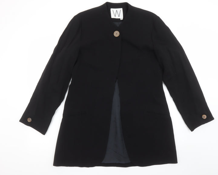 W Collection Black Wool Blend Single-Breasted Womens Blazer Size 12