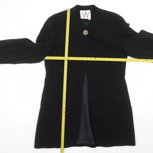 W Collection Black Wool Blend Single-Breasted Womens Blazer Size 12