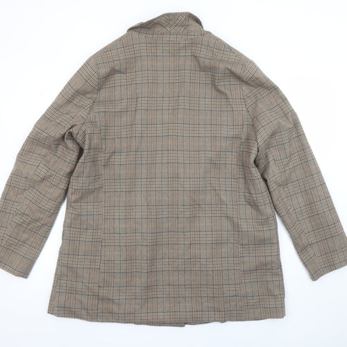 George Women Brown Check Double-Breasted Blazer Size 16 Classic Fit