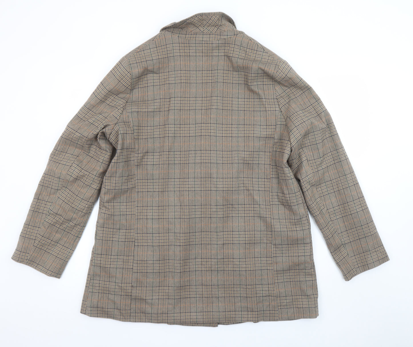 George Women Brown Check Double-Breasted Blazer Size 16 Classic Fit