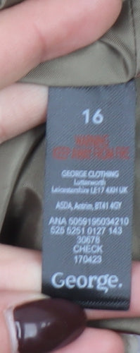 George Women Brown Check Double-Breasted Blazer Size 16 Classic Fit