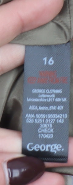 George Women Brown Check Double-Breasted Blazer Size 16 Classic Fit