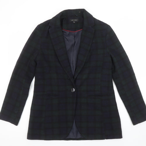 New Look Women's Black & Green Check Blazer Size 8 Single Breasted