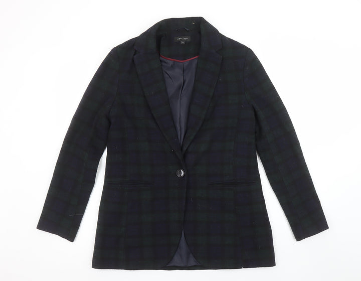 New Look Women's Black & Green Check Blazer Size 8 Single Breasted
