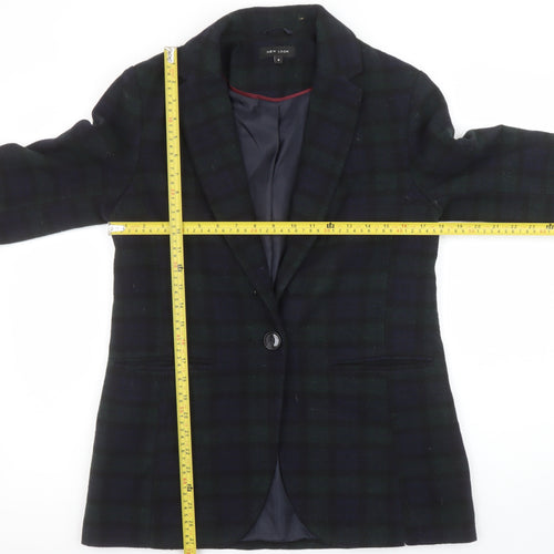 New Look Women's Black & Green Check Blazer Size 8 Single Breasted