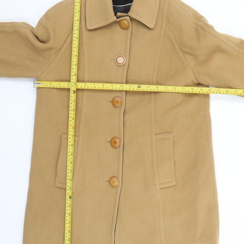 Kesta London Womens Beige Wool Cashmere Mid-Length Overcoat UK 12