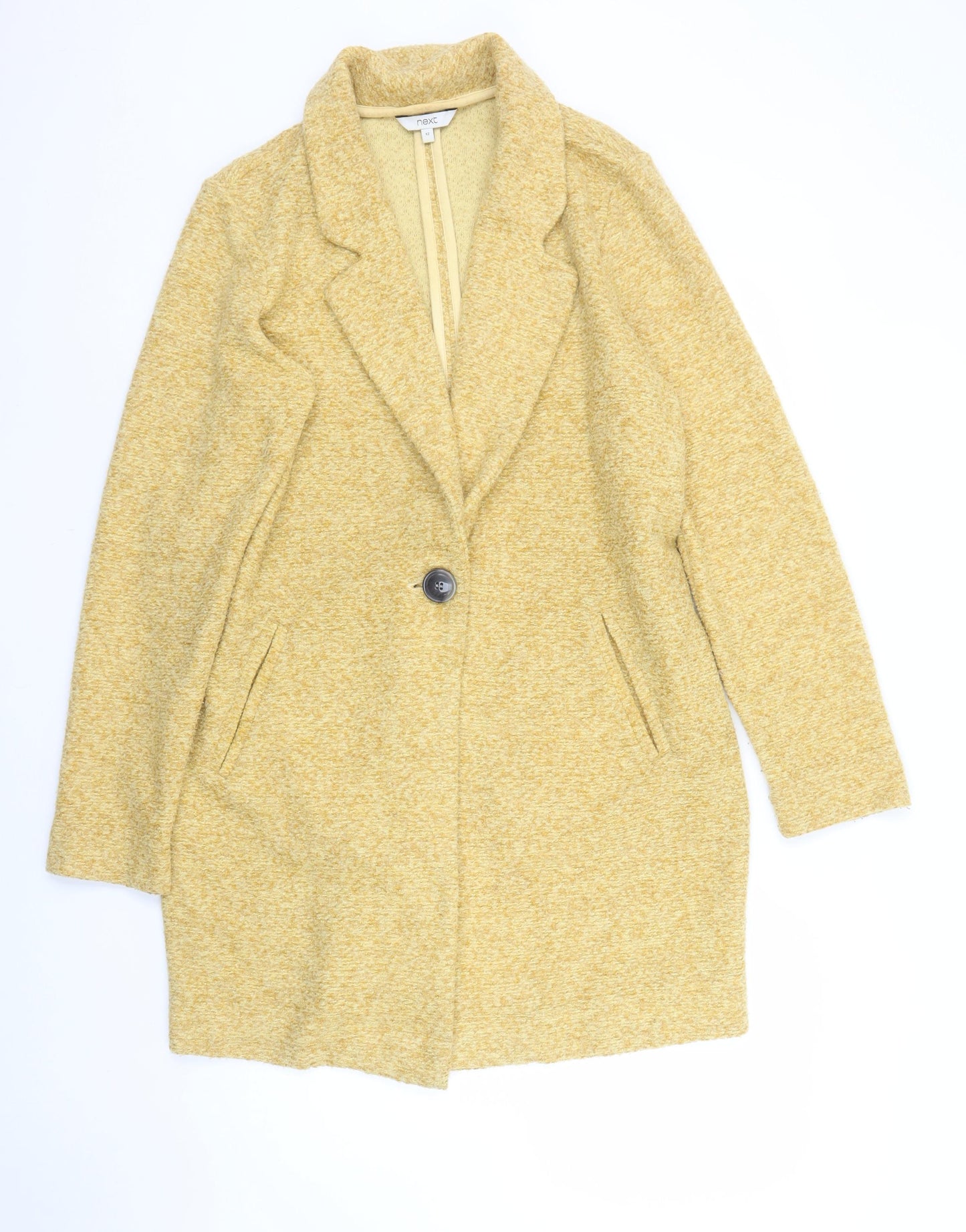 Next Women’s Yellow Mid-Length Overcoat Size 12 Polyester