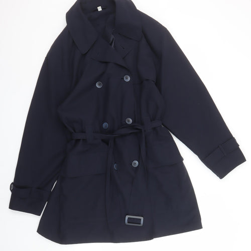 Four Seasons of London Women's Blue M Trench Coat Belted Mid-Length