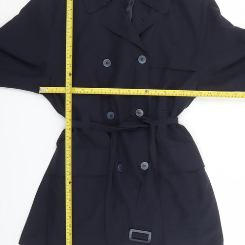 Four Seasons of London Women's Blue M Trench Coat Belted Mid-Length