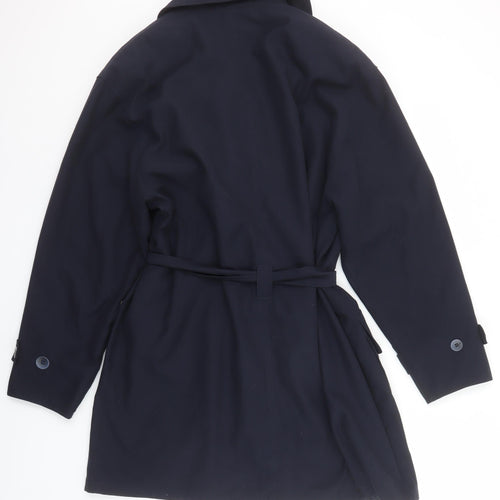 Four Seasons of London Women's Blue M Trench Coat Belted Mid-Length
