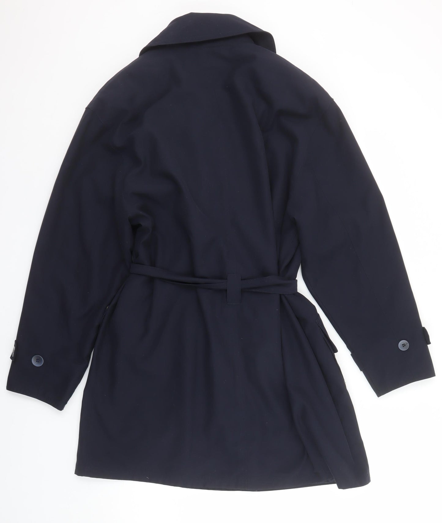 Four Seasons of London Women's Blue M Trench Coat Belted Mid-Length