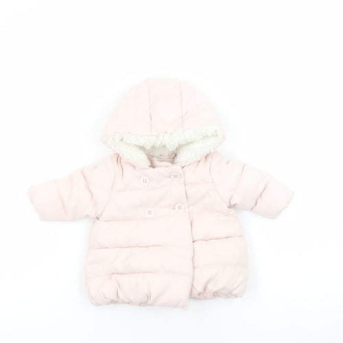 Next Pink Puffer Coat Hooded Winter Baby Jacket 0-3 Months
