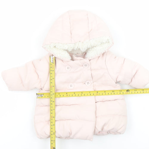 Next Pink Puffer Coat Hooded Winter Baby Jacket 0-3 Months
